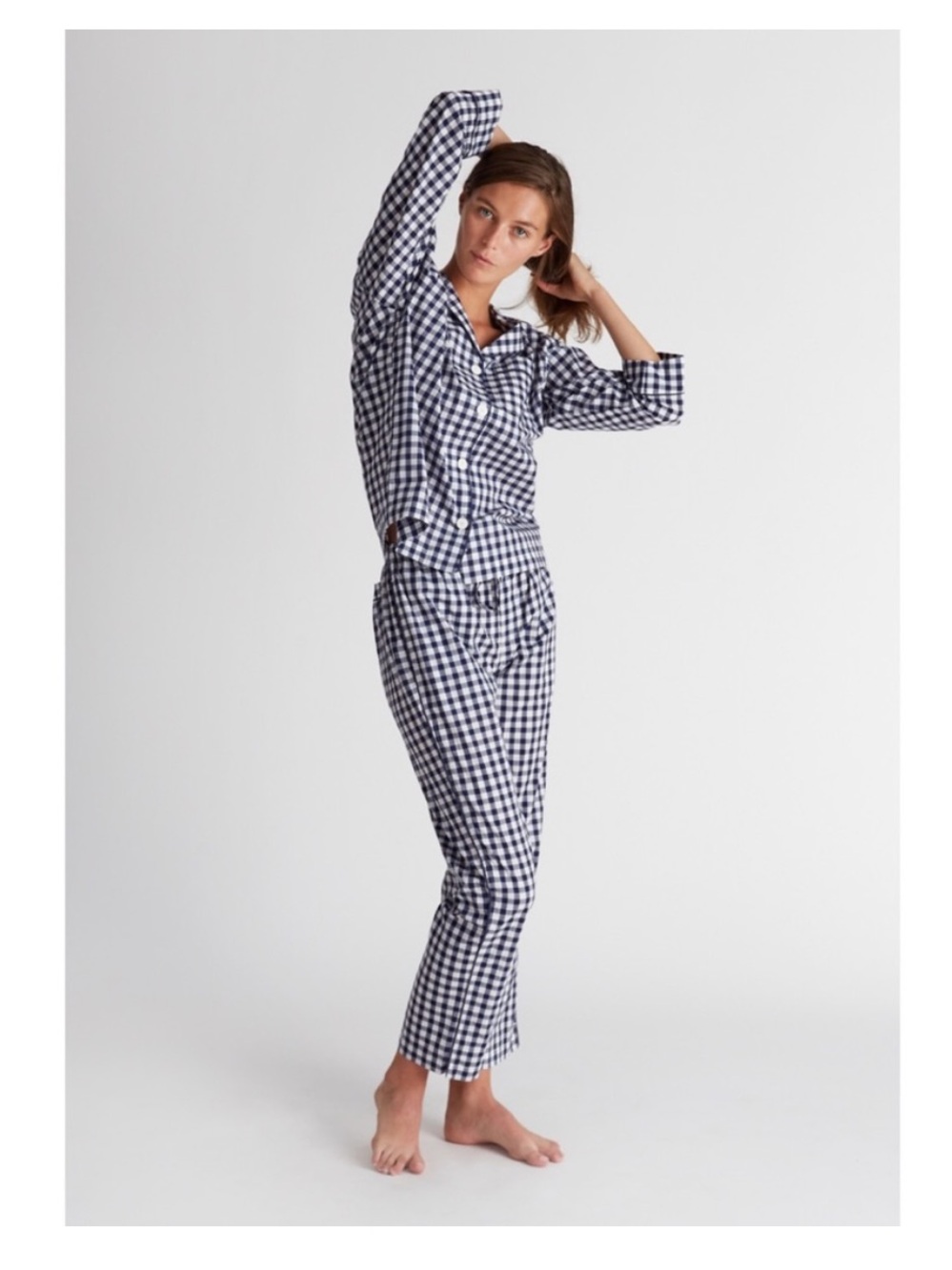 SLEEPY JONES | Marina Pajama Bottoms in Navy Gingham